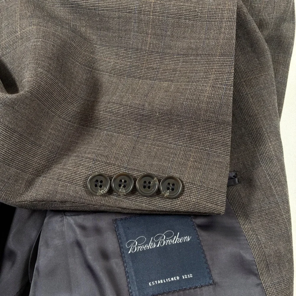 Brooks Brothers Blazer 46R Brown Glen Plaid 100% Wool Sport Coat Canada